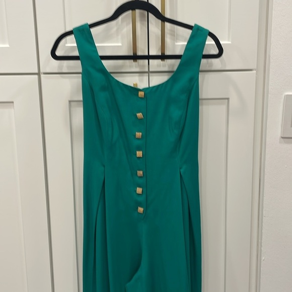 Vintage All That Jazz Green Wideleg Jumpsuit with Gold Buttons - Picture 3 of 12